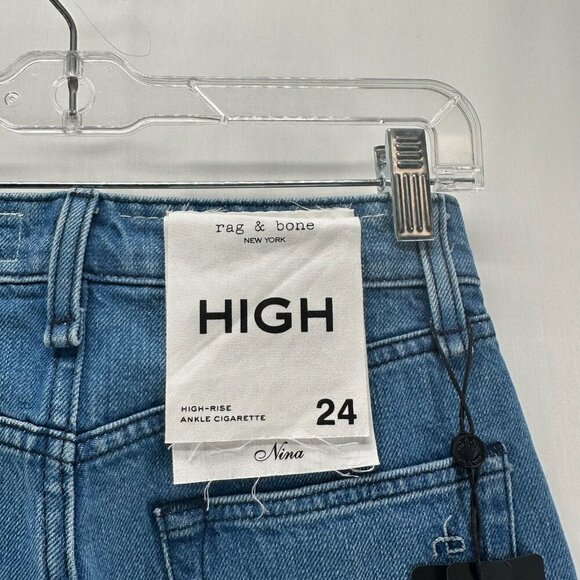 Rag & Bone Jeans Womens 24 Nina High Rise Ankle Cigarette Button Fly Denim Blue - Picture 8 of 14
